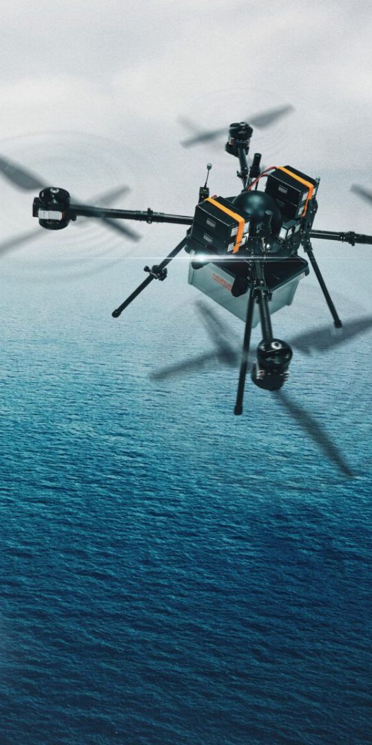 Offshore drone inspection over open water